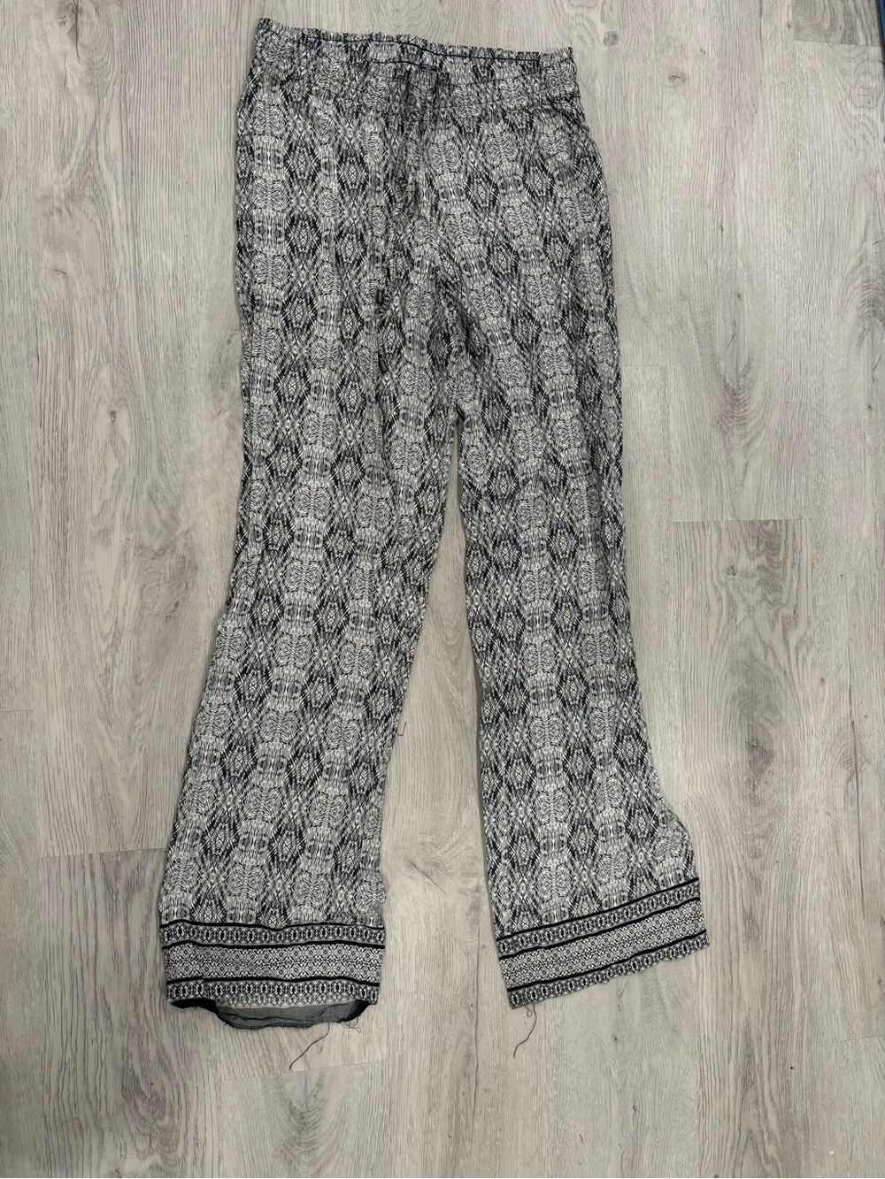 Willi Smith Black and White Geometric Wide-Leg Pants